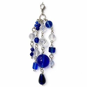 Blue Beaded Charm - Keychain Bag Charm Zipper Pull Lip Balm Charm